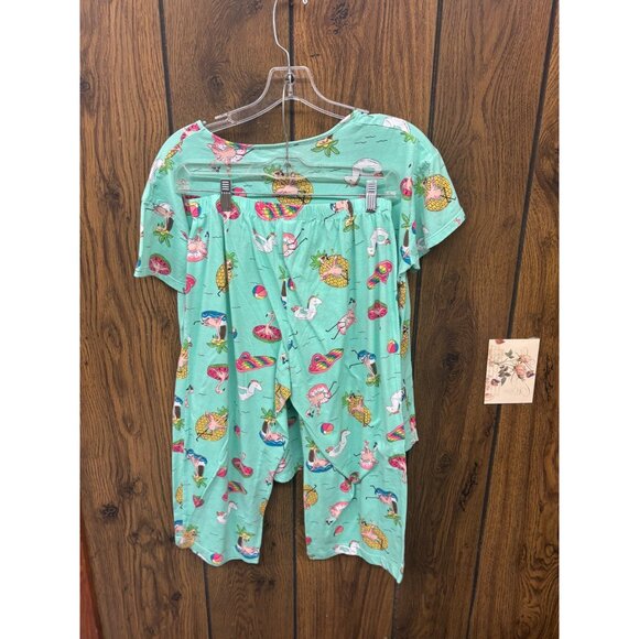 Secret Treasures Ladies Medium Flamingo Print 2-Piece Sleepwear Set 60% Cotton 4 - Picture 2 of 3